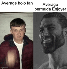 average holo fan and average bermuda enjoyer are shown