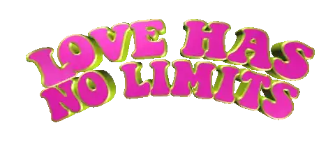 the word love has no limits in pink and green letters