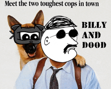 a poster for billy and dood shows a man and dog