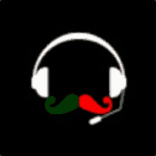 a pair of headphones with a red pepper and green mustache on it .