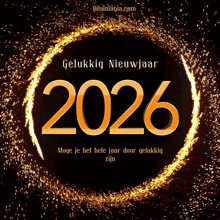 gelukkig nieuwjaar 2026 is written in orange letters