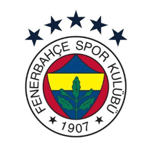 the logo for fenerbahce spor kulübü is a yellow , blue and green shield with leaves and stars .