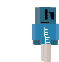 a minecraft character with a blue shirt and a white stripe on the sleeve