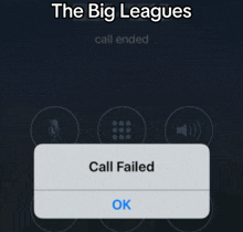 a phone screen shows a call failed and an ok button
