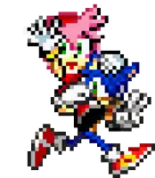 a pixel art of amy and sonic from sonic the hedgehog