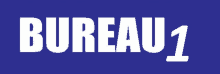 a blue background with the word bureau 1 in white letters