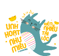 an illustration of a cat with the words " linh hoat như mieu " on it