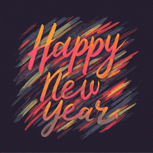 a greeting card that says happy new year on a dark background