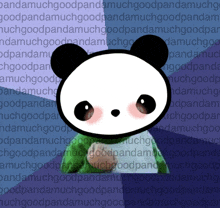 a panda bear is surrounded by the words goodpandamuchgoodpandamuchgoodpandam