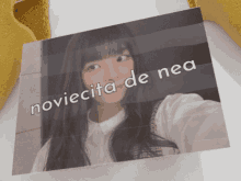 a picture of a woman with the words noviecita de nea written on it