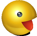 a yellow smiley face with a black eye and red tongue sticking out