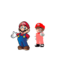 a cartoon of mario and a cartoon of a boy wearing a red hat