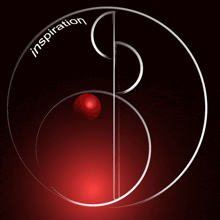 a circle with the word inspiration on it and a red ball in the middle