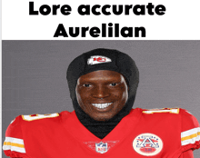 a picture of a man wearing a hooded football jersey with the name lore accurate aurelian