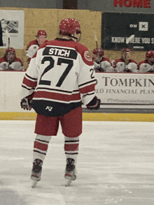 a hockey player with the name stick on his jersey