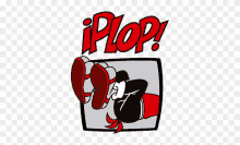 a cartoon drawing of a person with the word plop on the bottom