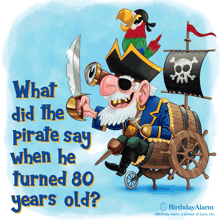 a cartoon of a pirate holding a sword and a parrot on top of a pirate ship