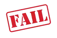 a red and white stamp that says fail