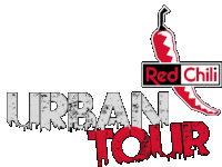 a logo for urban tour with a red chili pepper on top