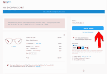 a screenshot of a checkout page with an arrow pointing to proceed to checkout