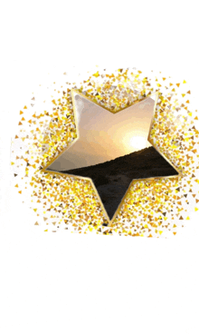 a star is surrounded by gold triangles and a white background