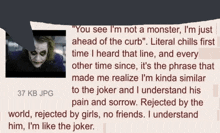 a picture of the joker with a quote about him