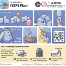 a flyer for the world 's first yeeps plush shows how to unlock it