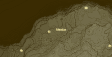 a map shows the location of mexico in the middle of a mountainous area