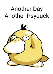 another day another psyduck poster with a cartoon duck