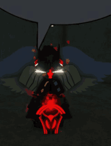 a computer generated image of a person with wings and a red circle