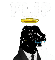 a pixel art drawing of a man in a suit and tie with a halo on his head .