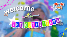 a sign that says welcome to the outfitters with a girl in the background