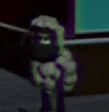 a blurred image of a cartoon character holding a bottle