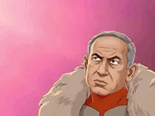 a cartoon of a man wearing a fur coat with the words `` he big yahu '' written on it .