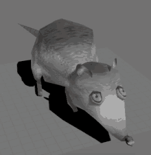 a 3d model of an opossum with blue eyes and a long nose