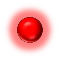 a red ball on a white background with a red glow around it