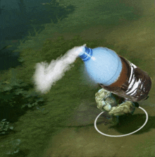 a video game character is holding a bottle of water