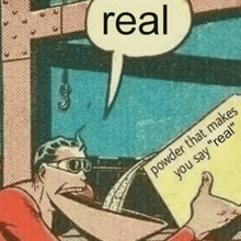 a cartoon of a man reading a newspaper that says `` real '' .