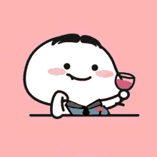 a cartoon character with a book and a glass of wine