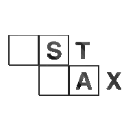 a black and white logo that says ' st tax ' on it