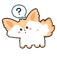 a cartoon fox with a question mark in a speech bubble