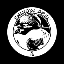 a black and white logo for shinobi pesk