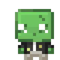 a pixel art of a zombie crying with blue tears coming out of its eyes
