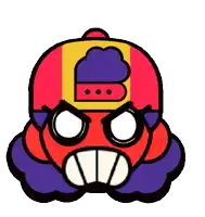 a cartoon drawing of a person wearing a gas mask and a hat with the letter b on it .
