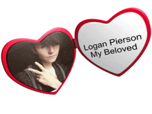 logan pierson my beloved is written on a heart shaped photo frame