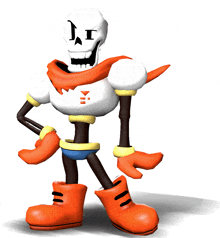 papyrus is a cartoon character with a scarf around his neck