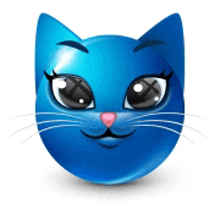 a blue cat face with a pink nose