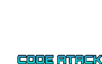 a blue and black logo for the company code attack