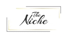 the logo for the niche is a black and gold logo with a white background .