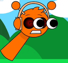 a cartoon character wearing headphones and sunglasses looks surprised